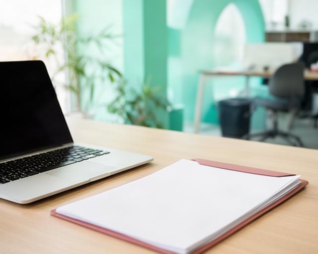 Ordinateur portable et contrat posé sur une table de coworking lumineuse à Lisses